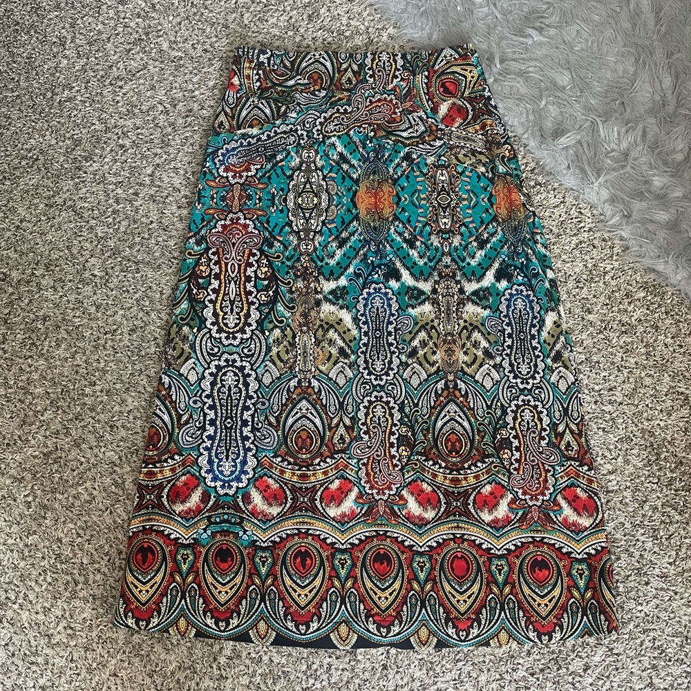Beige by eci Vibrant Patterned Boho Maxi Skirt